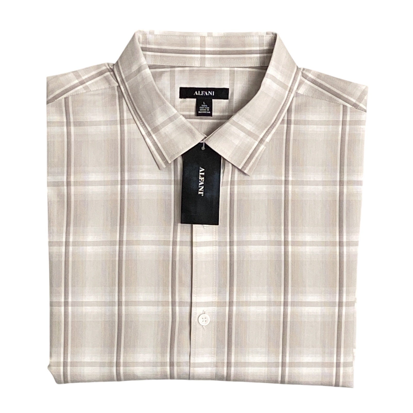 Alfani Dress Shirt Men's XXL Button-Up Shirt Light Brown Window Pane C –  Prime Buy Direct