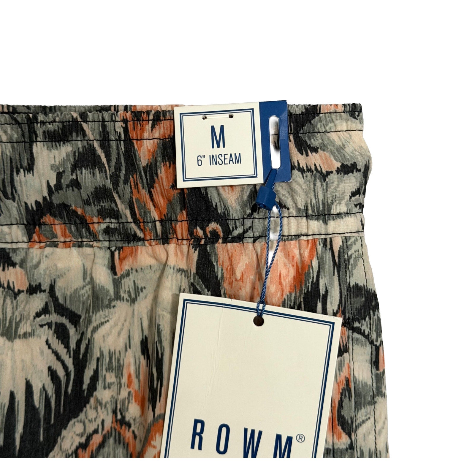 ROWM Swim Trunks Men's Medium Elastic Drawstring Waist Pockets Lined