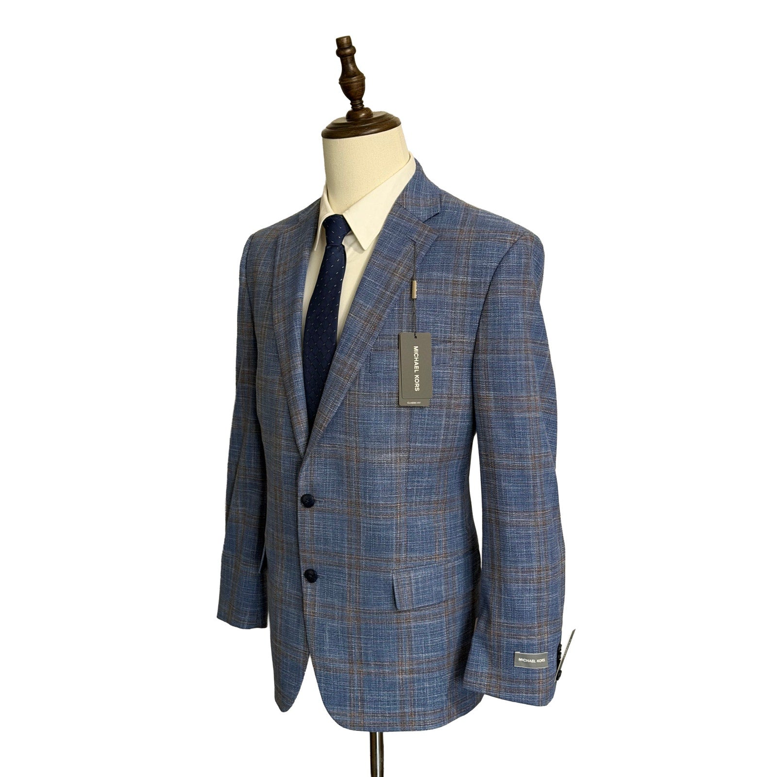 Michael Kors Men's 44R Classic Fit Sport Coat Stretch Blue Rust