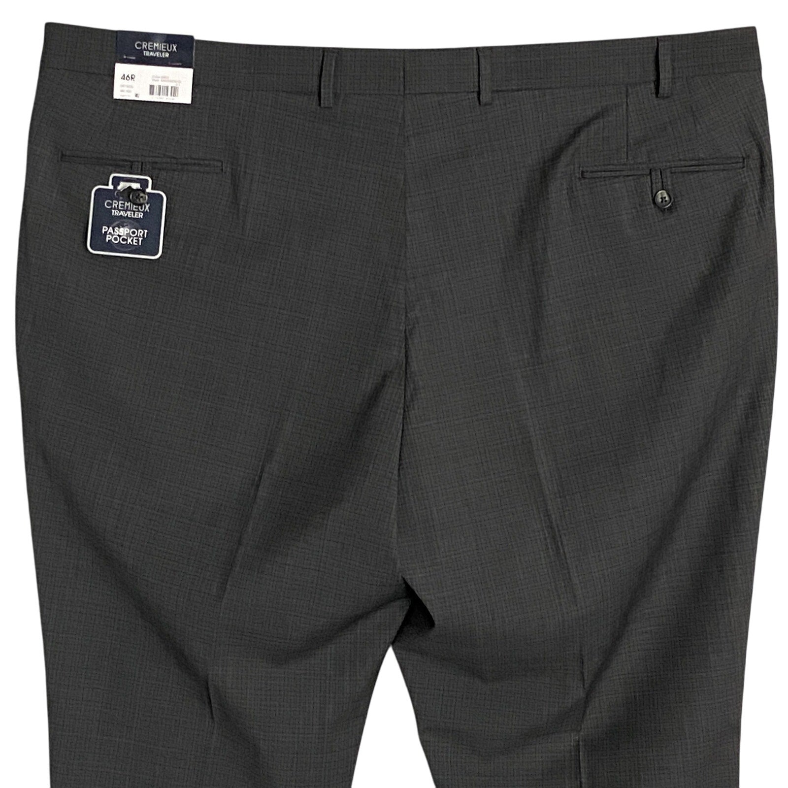 Daniel Cremieux Dress Pant Men's 46R Traveler Raw Hem Comfort Waistband Grey