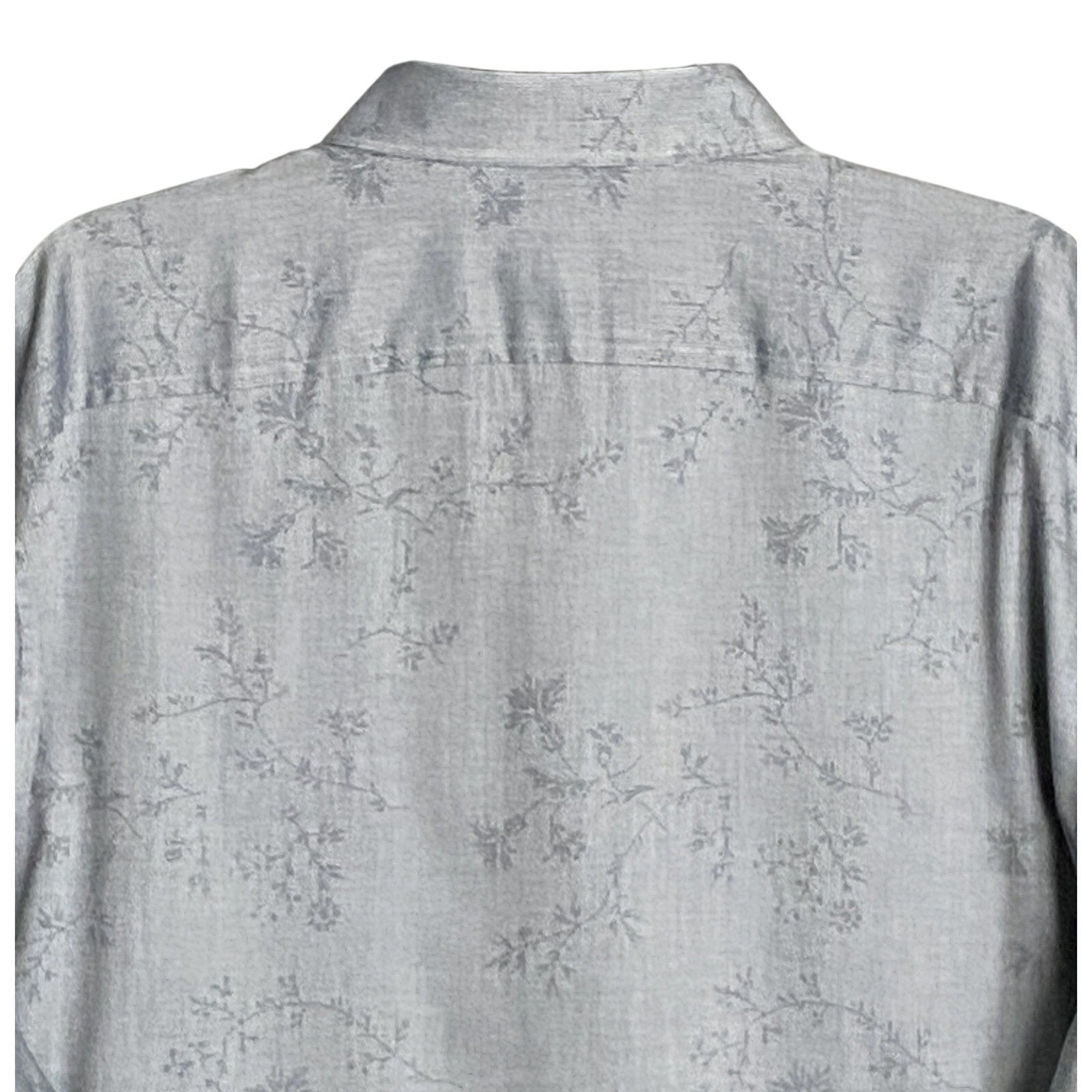 Perry Ellis Shirt Men's XXL Long Sleeve Button Up Shirt Grey Floral Pattern