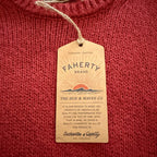 Faherty Heirloom Cotton Sweater Men's Medium Organic Cotton Crew Neck Red