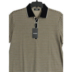 Murano Polo Shirt Men's LT Big & Tall Short Sleeve Brown Black Houndstooth