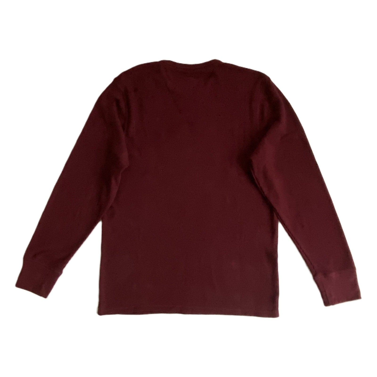 Tommy Hilfiger Tee Men's Large Long Sleeve Waffle-Knit Crew Neck Maroon