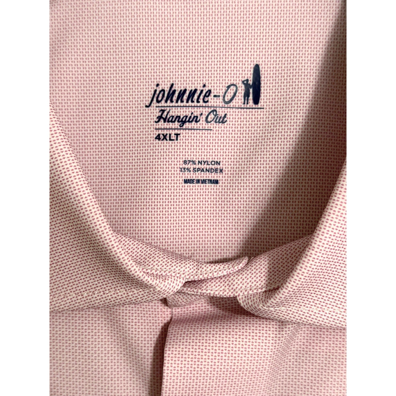 Johnnie-O Dress Shirt Men's 4XLT Big & Tall Short Sleeve Button-Up Pink