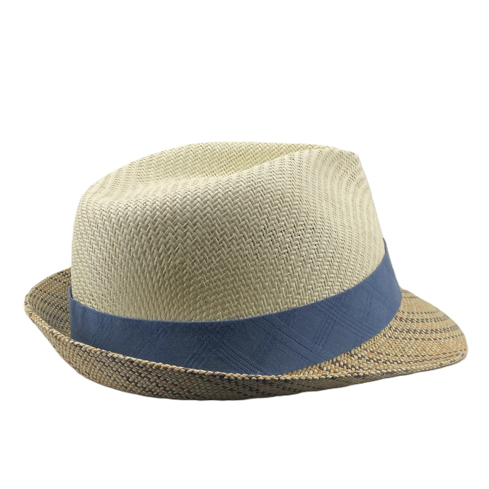 Cremieux Straw Fedora Hat Men's L/XL Two-Tone Patterned