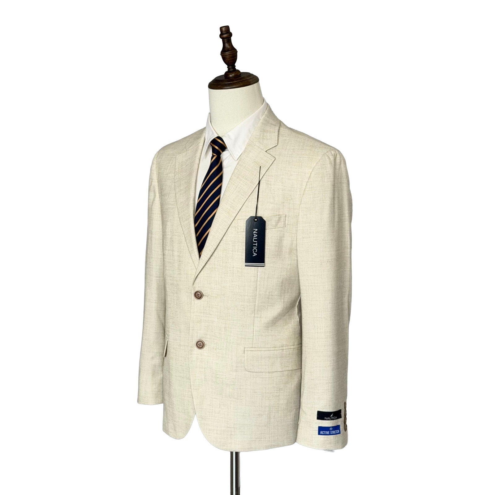 Nautica Sport Coat Men's 42 Short Modern Fit Active Stretch Lt Tan