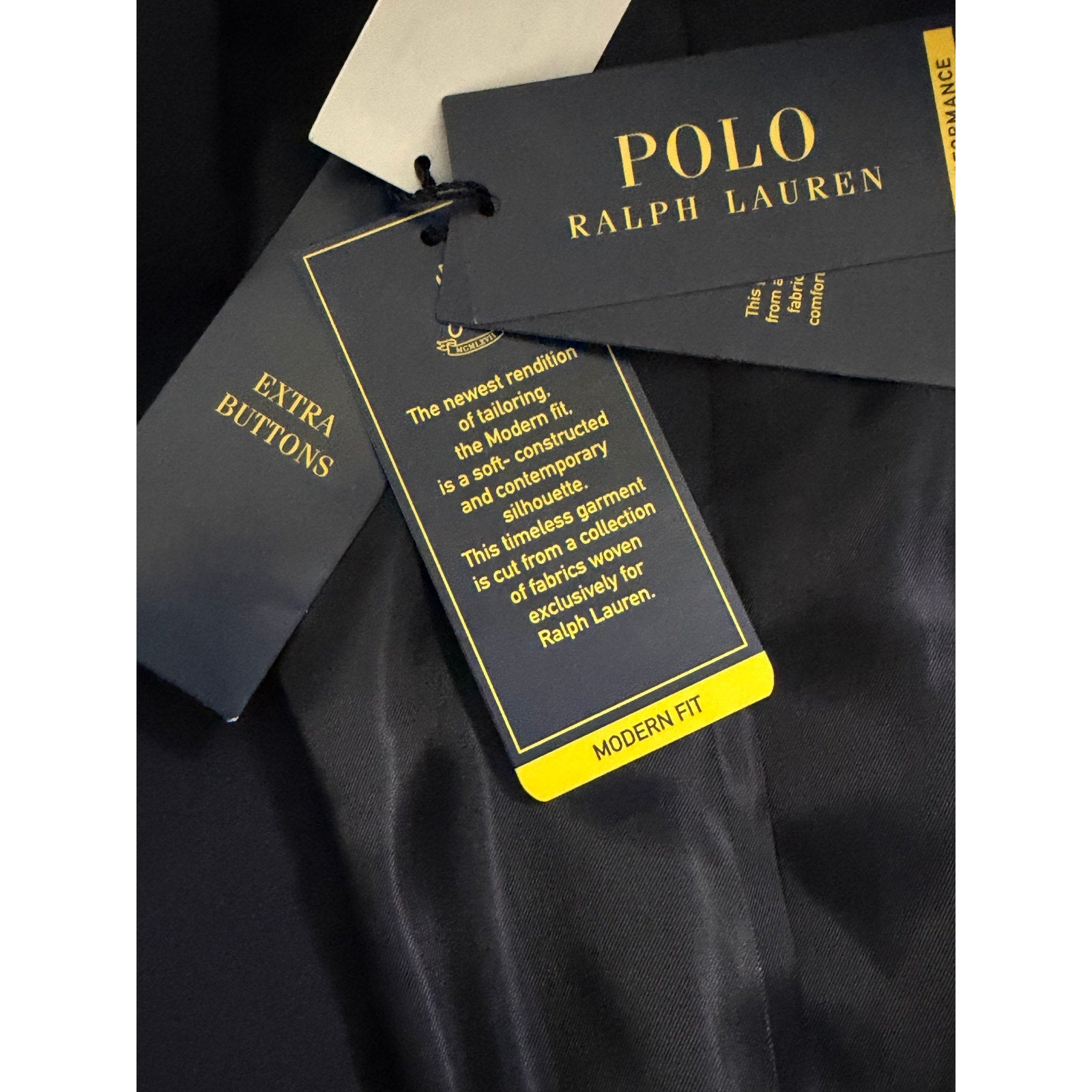Lauren Ralph Lauren Performance Suit Coat Men's 42L Modern Fit Solid Navy