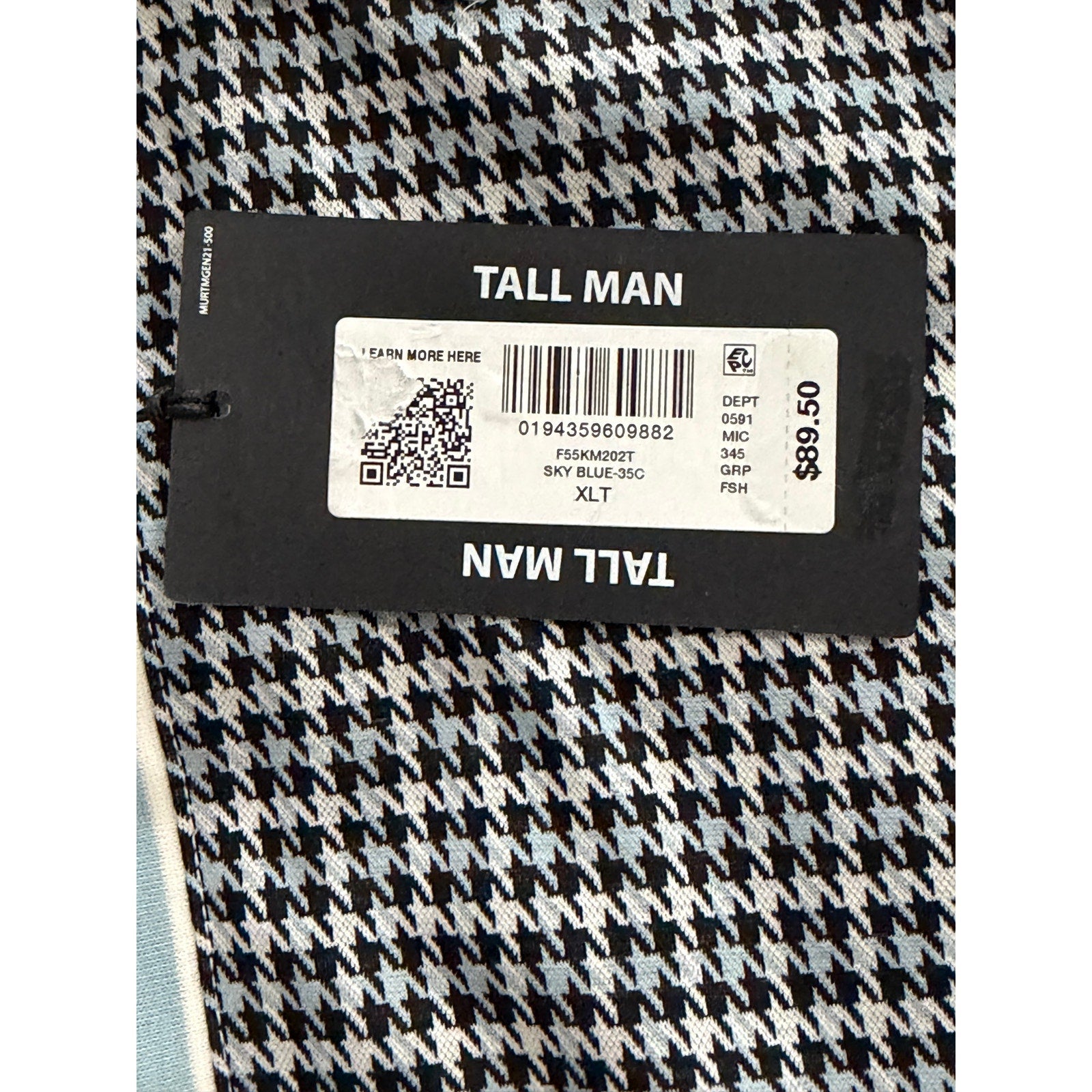 Murano Polo Shirt Men's XLT Big & Tall Short Sleeve Blue & Black Houndstooth