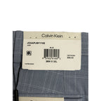 Calvin Klein Dress Pant Men's 36"x32" Slim Fit Flat Front Stretch Blue Plaid