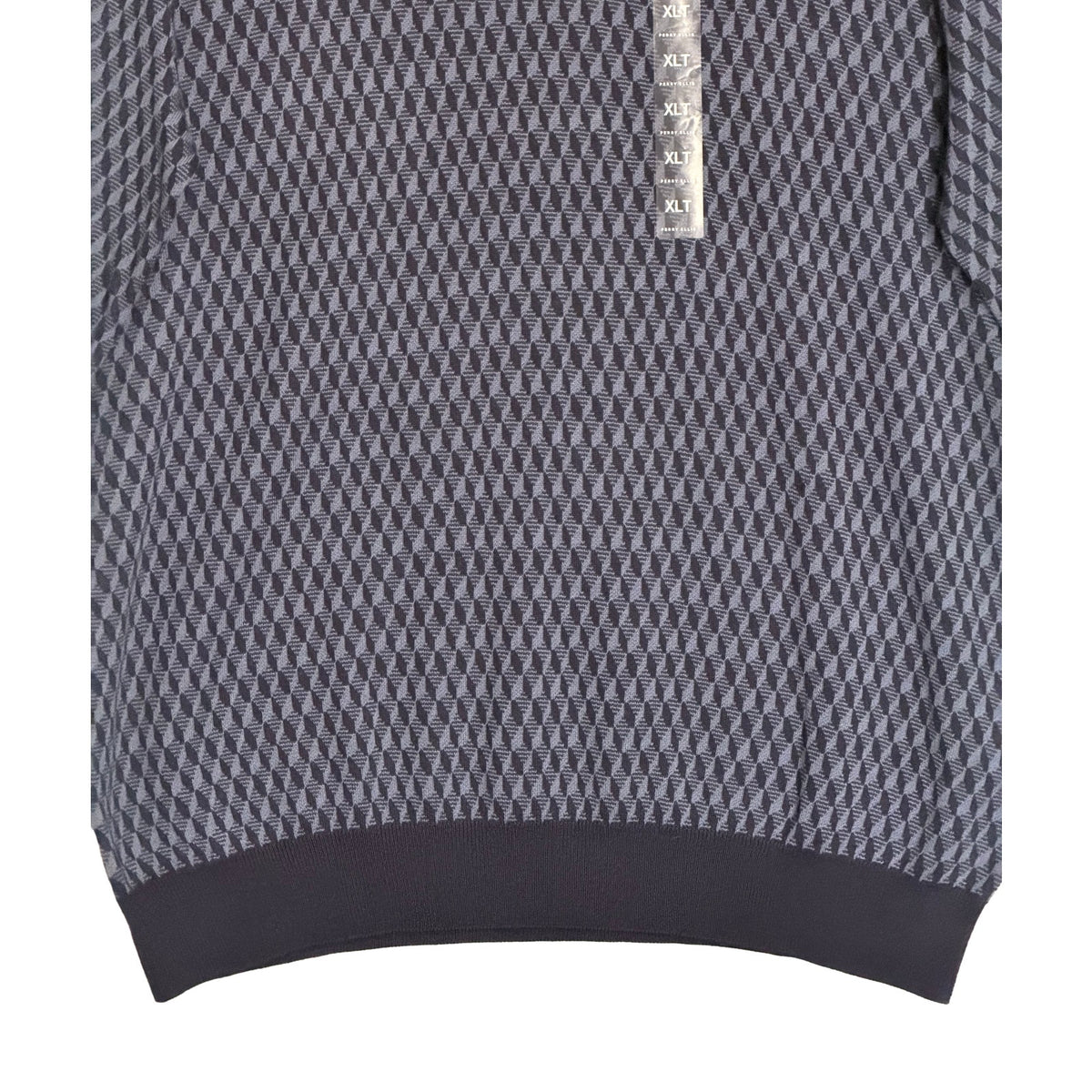 Perry Ellis Men's XLT Big & Tall Geometric Jacquard Crew Neck Sweater Indigo