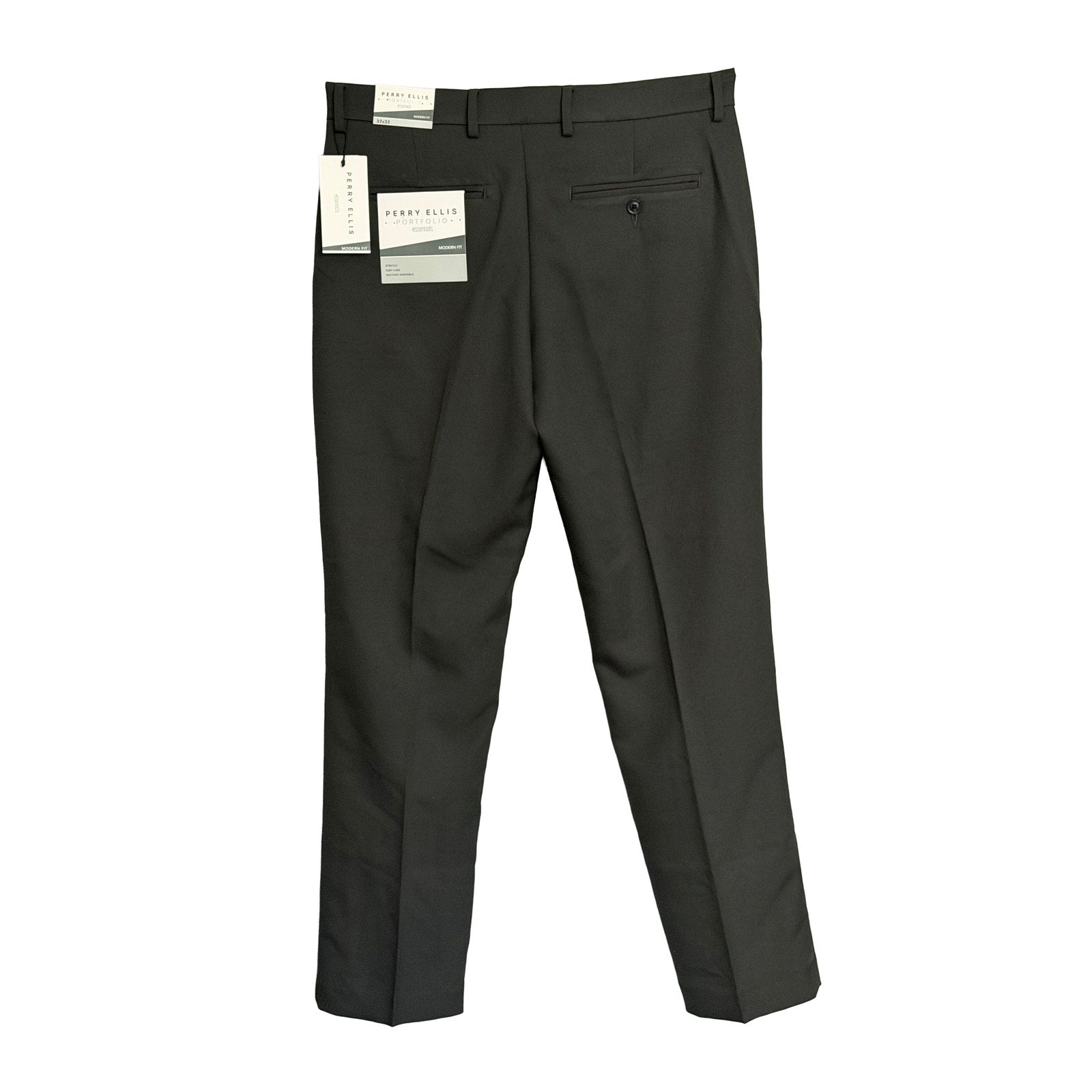 Perry Ellis Portfolio Pants Men's 32"x32" Dress Pants Modern Fit Charcoal