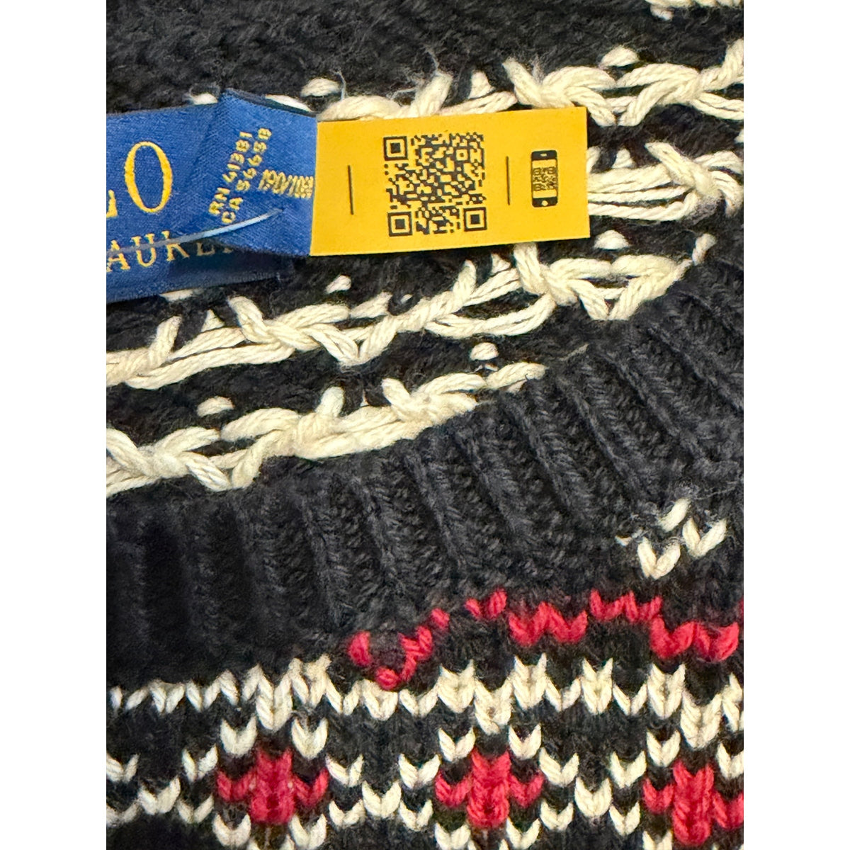 Polo Ralph Lauren Men's Large Snowflake Cotton Cashmere Sweater Black