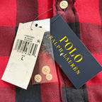 Polo Ralph Lauren Men's Large Classic Fit Linen Shirt Red Black Check