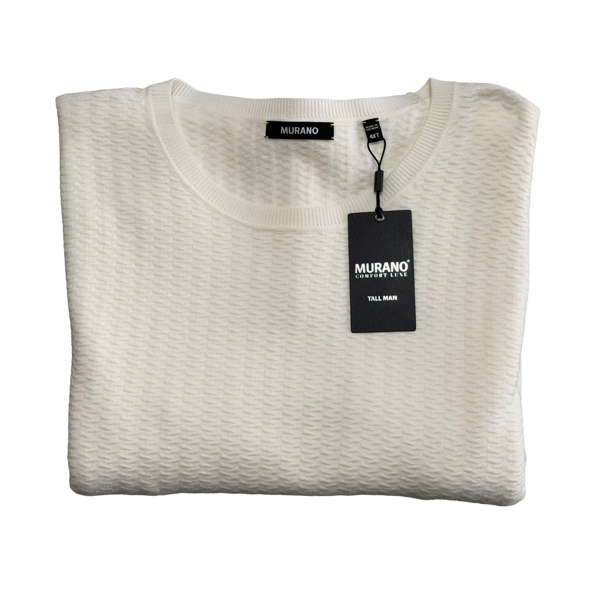 Murano Comfort Luxe Textured Sweater Men's 4XT Big & Tall Crew Neck Cream