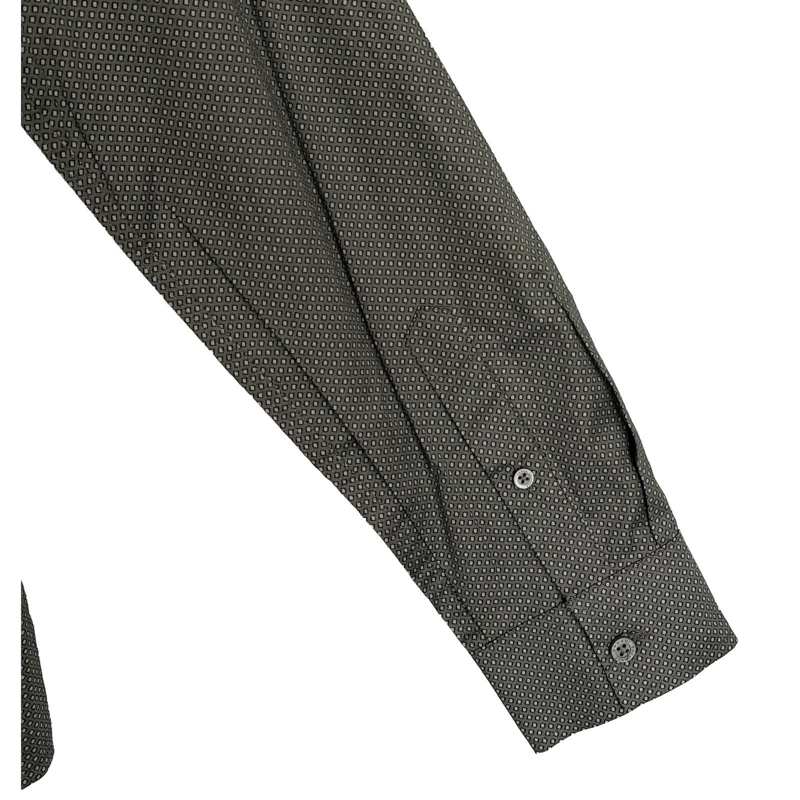 Armani Exchange Dress Shirt Men's Small Slim Fit Stretch Sage Diamond