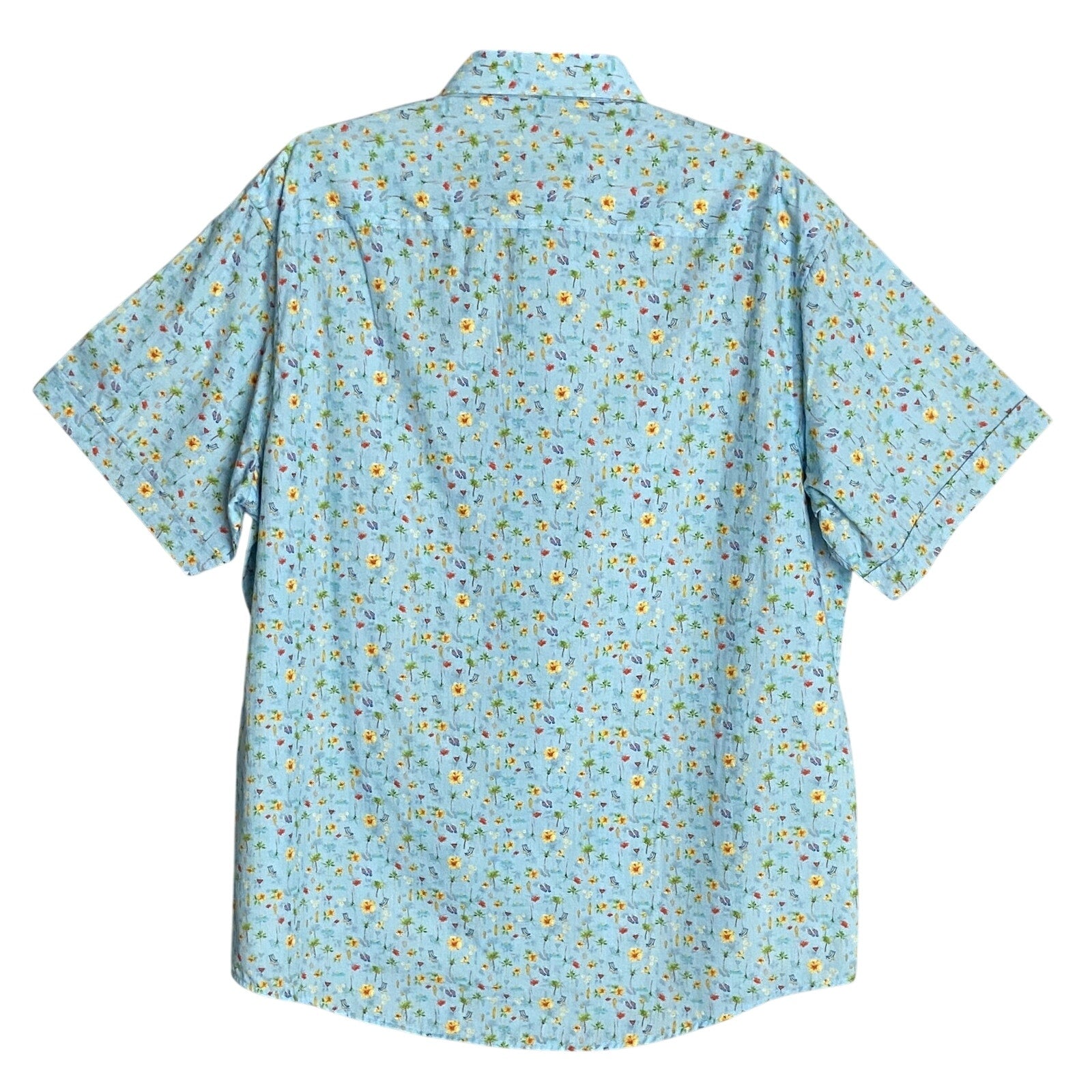 Quieti Shirt Men's XL Short Sleeve Button-Down Beach / Floral Theme Print