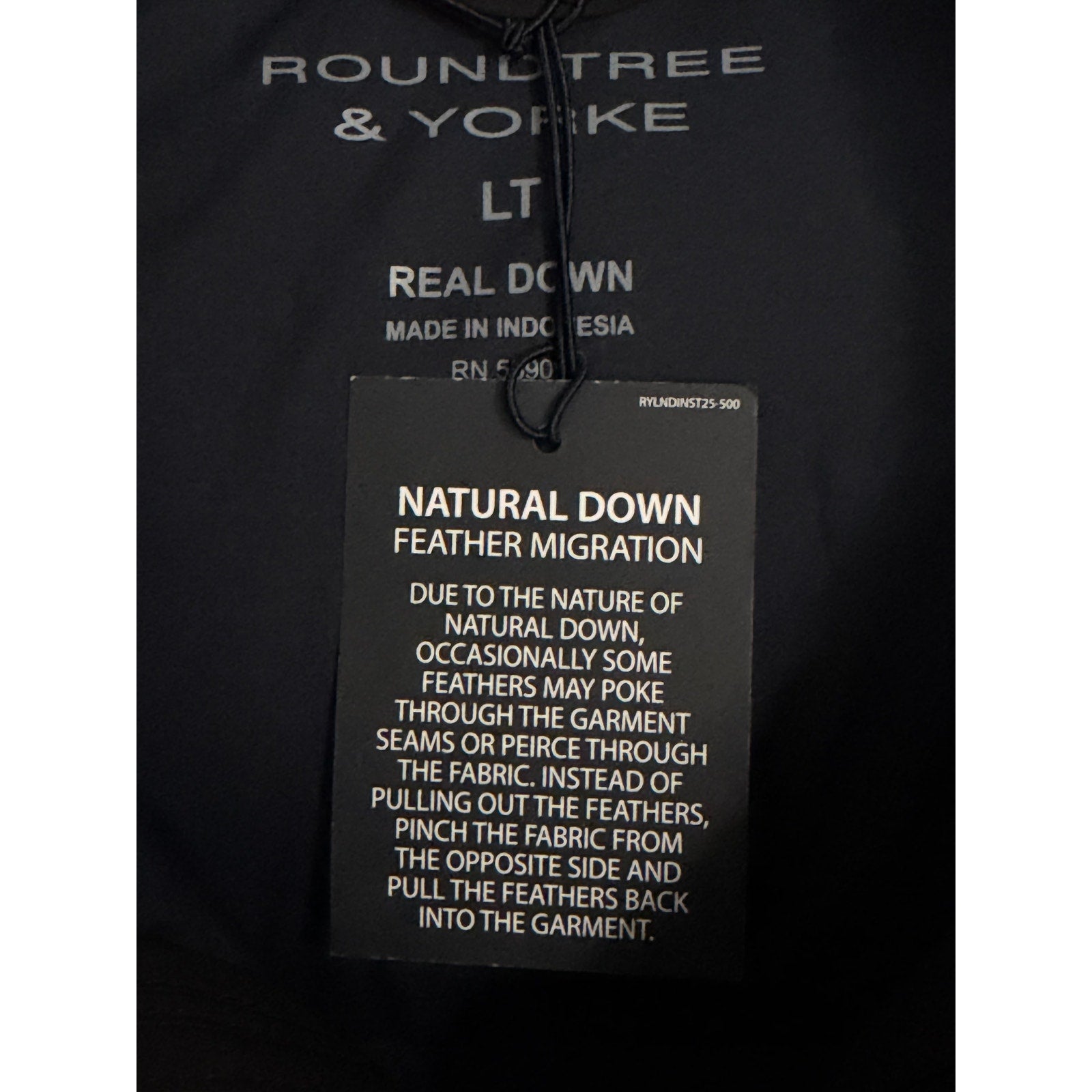 Roundtree & Yorke Down Vest Men's LT Full Zip Packable Pockets Black