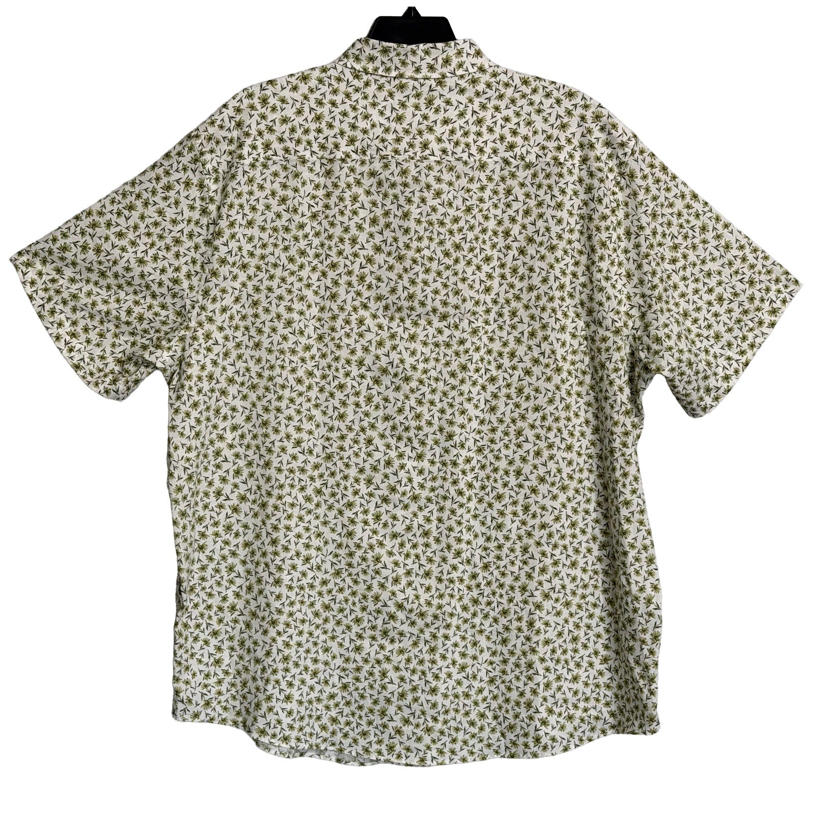 Boss Shirt Men's 3XL Big & Tall Short Slv Stretch Linen Shirt Green Floral