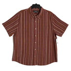 Liverpool Los Angeles Shirt Men's Large Button-Down Short Sleeve Brick Stripe