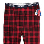 Nautica Sleep Pant Men's XL RestLuxe Elastic Waist Pockets Red & Black Check