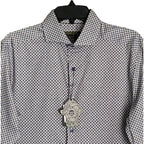 Visconti Black Men's Small Button Up Shirt Geometric Print Bark Stretch