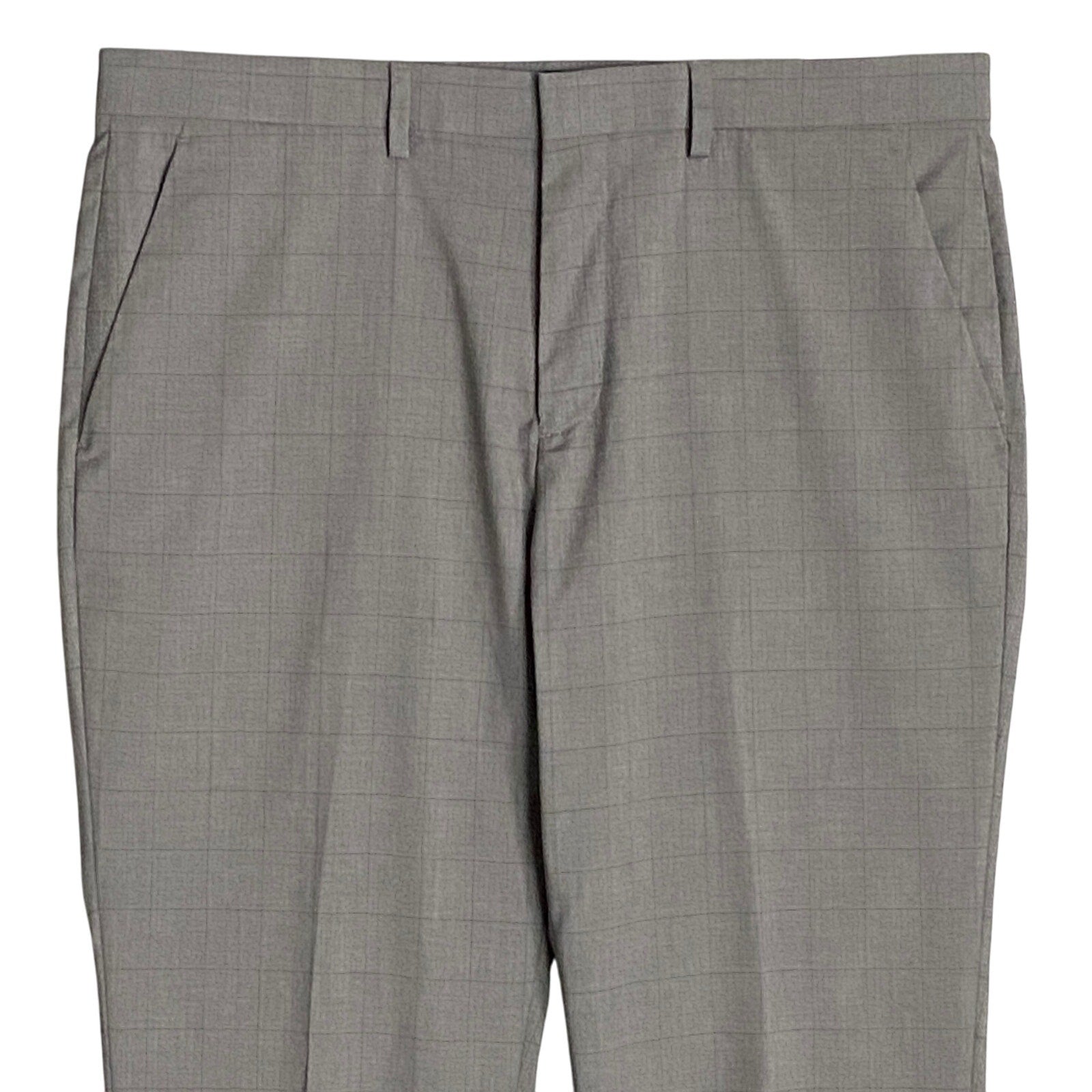Perry Ellis Portfolio Pants Men's 36x29 Dress Pant Slim Fit Grey Window Pane NEW
