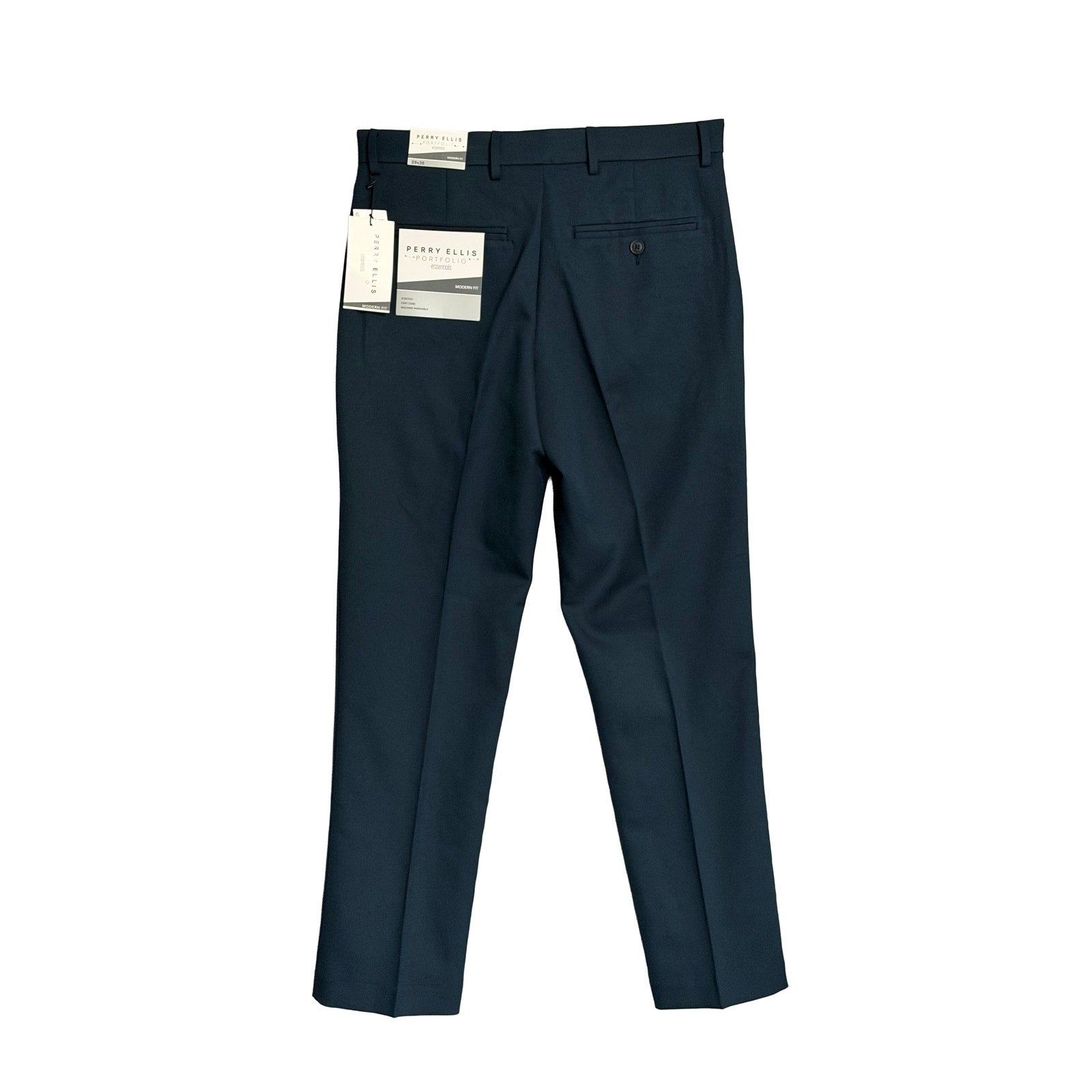 Perry Ellis Portfolio Pants Men's 29"x30" Dress Pants Modern Fit Dark Blue