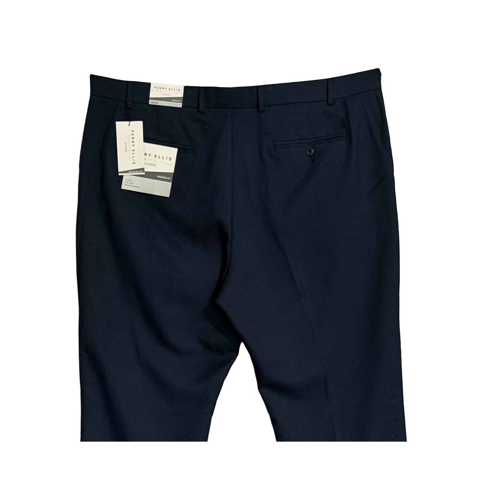 Perry Ellis Portfolio Pants Men's 42"x30" Dress Pants Modern Fit Dark Blue