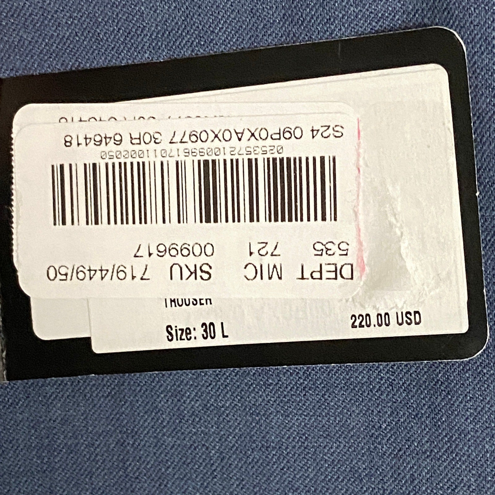 Armani Exchange Dress Pant Men's 30W Flat Front Raw Hem Stretch Wool Blue