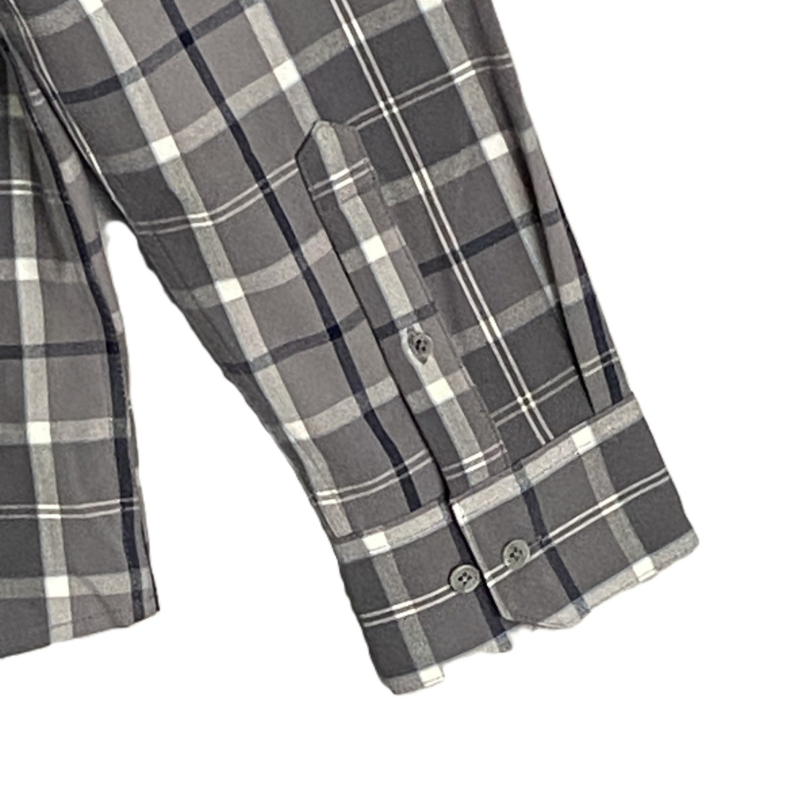 Mizzen+Main Men's XXL Trim Fit City Flannel Dress Shirt Pewter Timothy Plaid