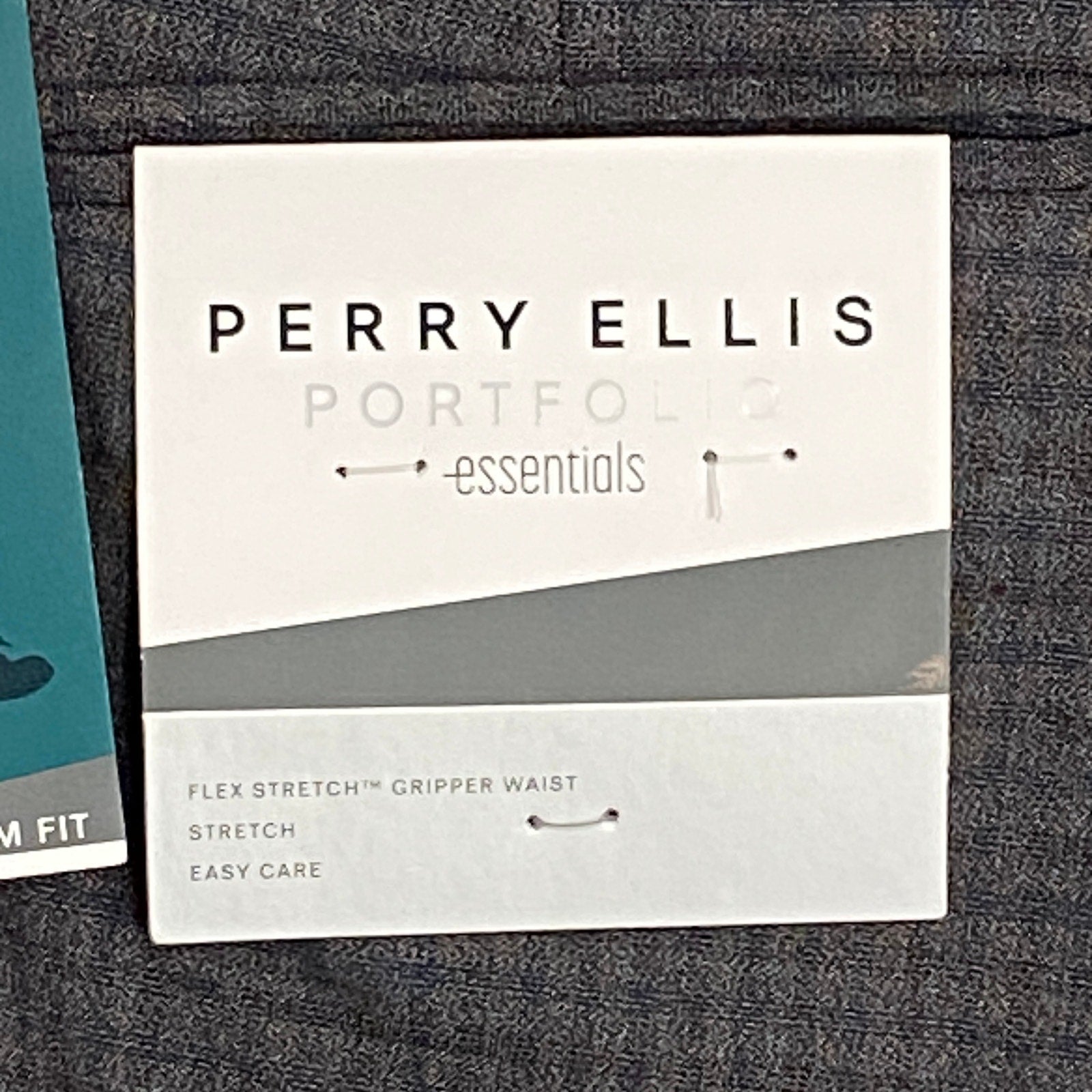 Perry Ellis Portfolio Pants Men's 34x32 Slim Fit Dress Pant Charcoal Gingham