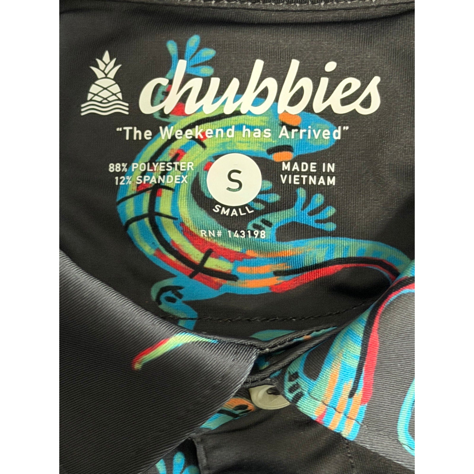 Chubbies Performance Polo Shirt Men's Small "The Busy Lizard" Short Sleeve