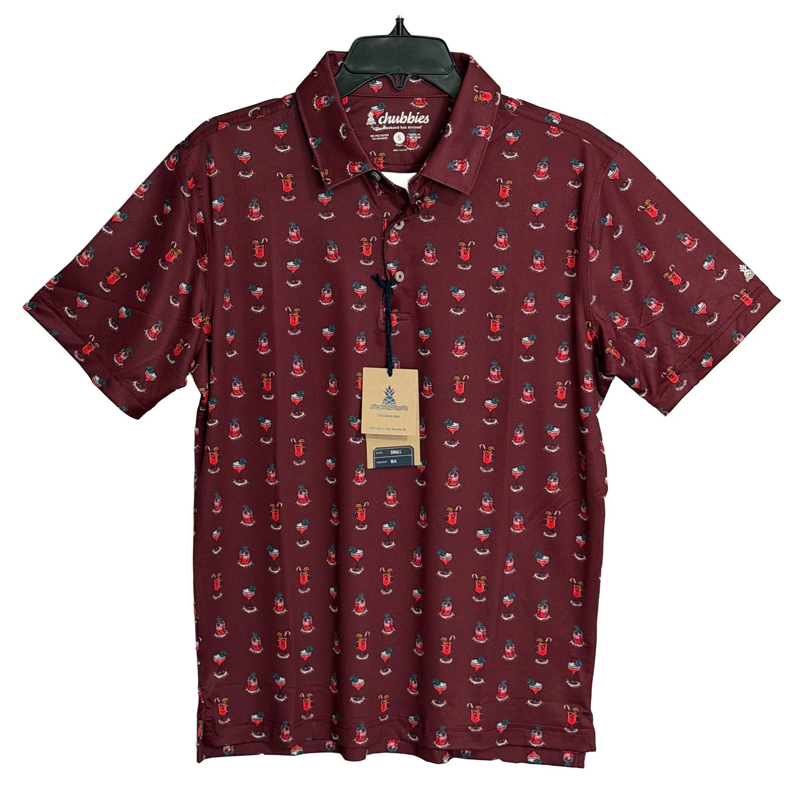 Chubbies Polo Shirt Men's Small "That's the Spirit" Short Sleeve Red