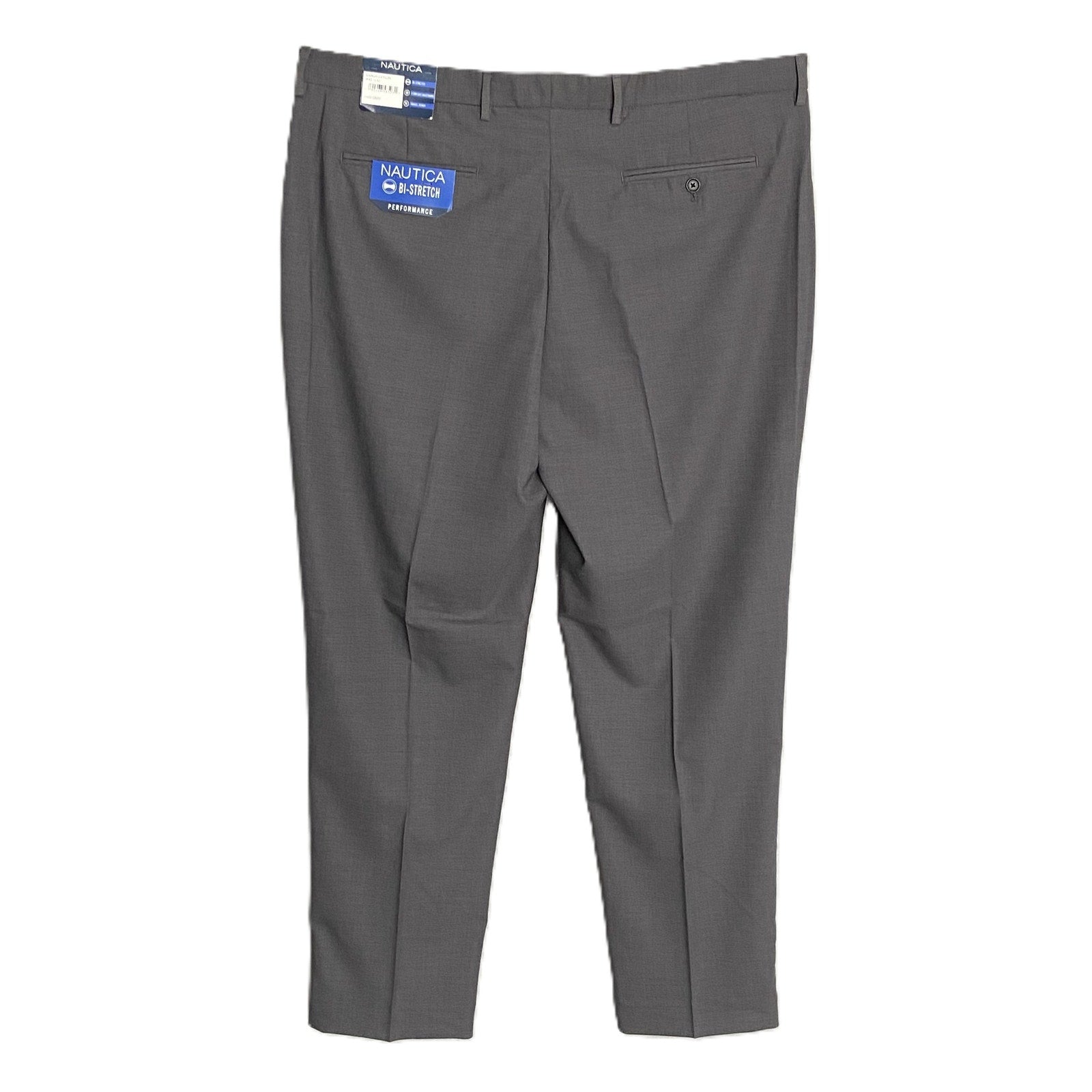 Nautica Ceylon Dress Pant Men's 42x32 Flat Front Active Stretch Dark Grey