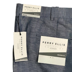 Perry Ellis Portfolio Pants Men's 40"x32" Modern Fit Linen Blend Blueprint
