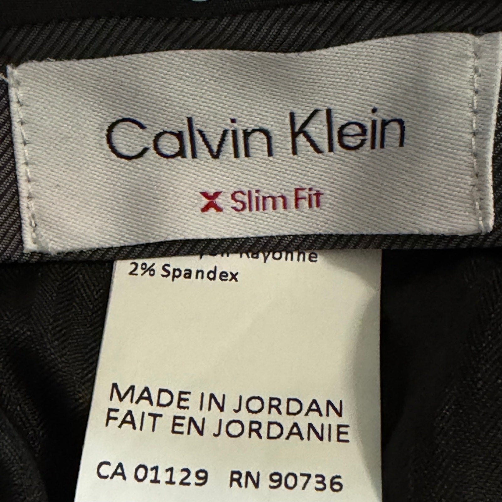 Calvin Klein Dress Pant Men's 36"x32" Slim Fit Stretch Waistband Solid Black