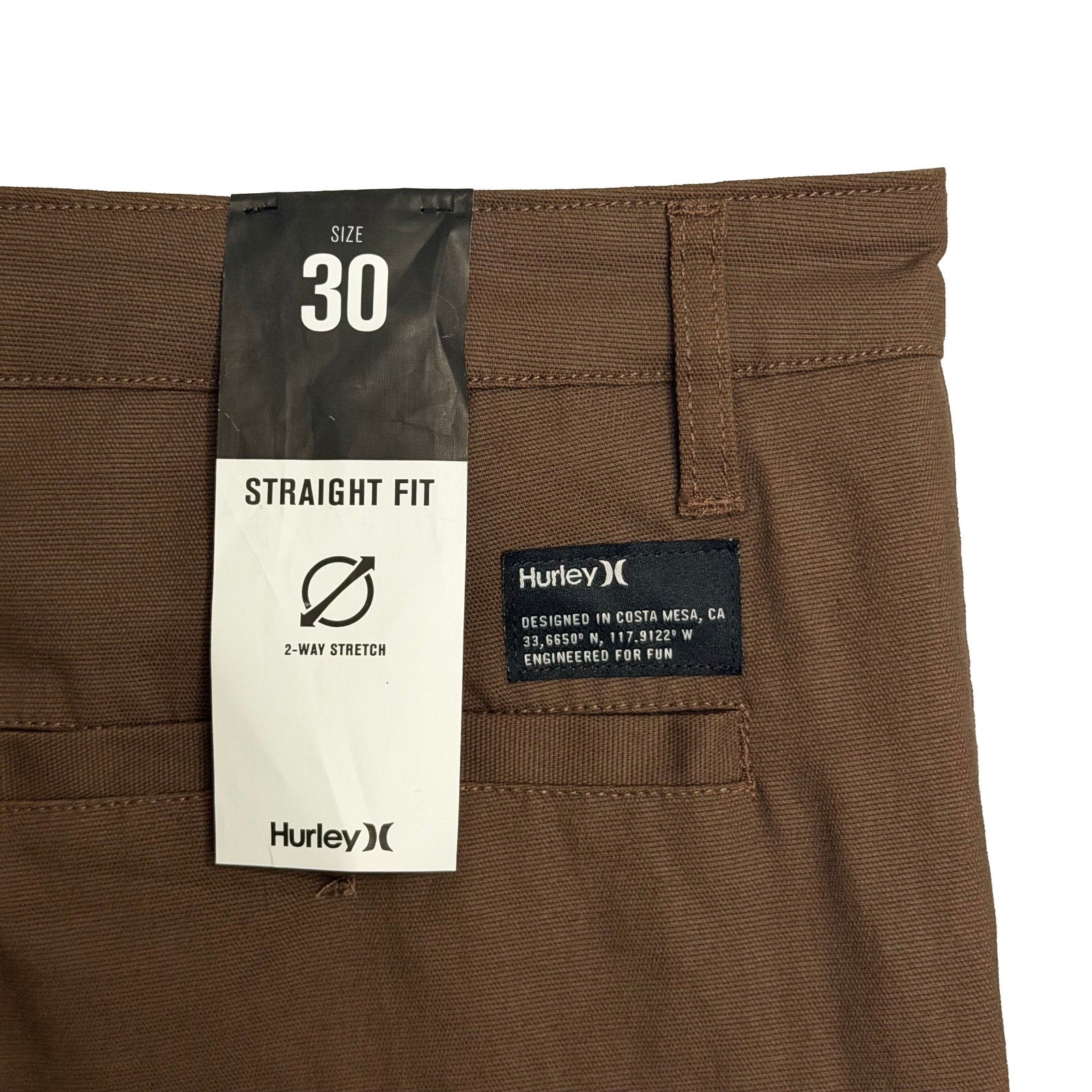 Hurley Icon Straight Pant Men's 30"x30" Straight Fit 2-Way Stretch Expresso
