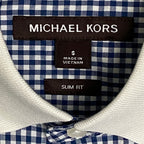 Michael Kors Men's Small Slim Fit Short Sleeve Polo Shirt Blue Gingham