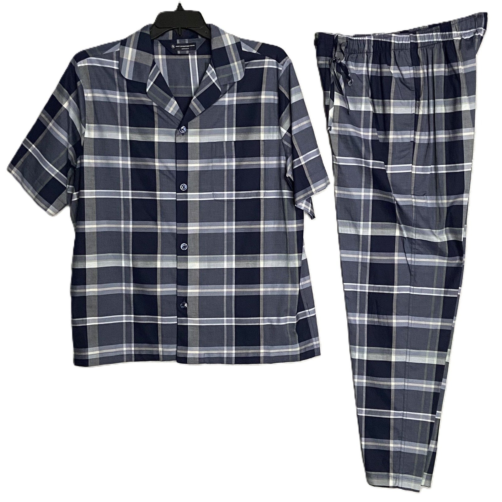 Hart Schaffner Marx Sleepwear Men's Medium Pajama Set Blue Plaid