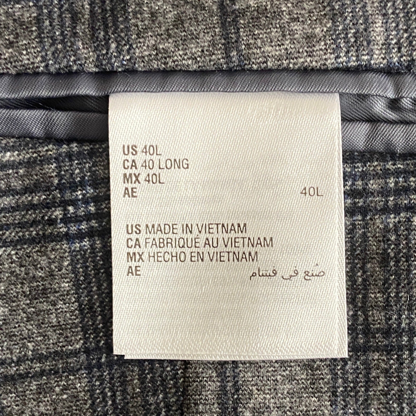 Bar III Sport Coat Men's 40 Long Slim Fit Stretch Fabric Grey Check