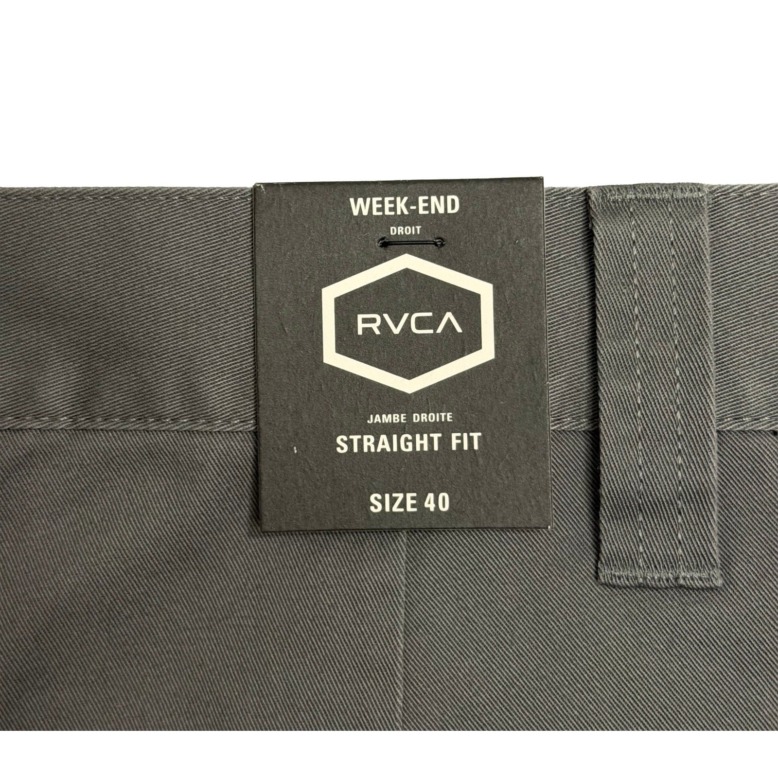 RVCA Week-End Pant Men's 40"x34" Straight Fit Stretch Fabric Smoke Gray