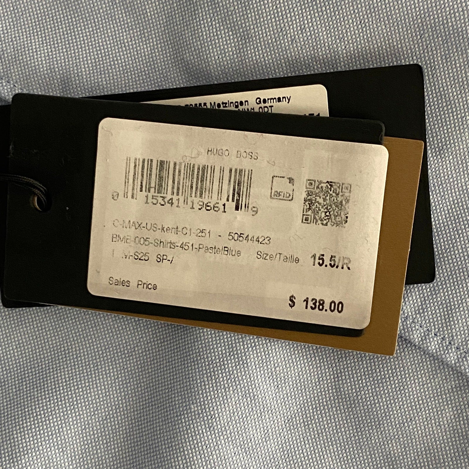 Boss Dress Shirt Men's Medium 15.5 32/33 Sharp Fit Long Sleeve Cotton Blue