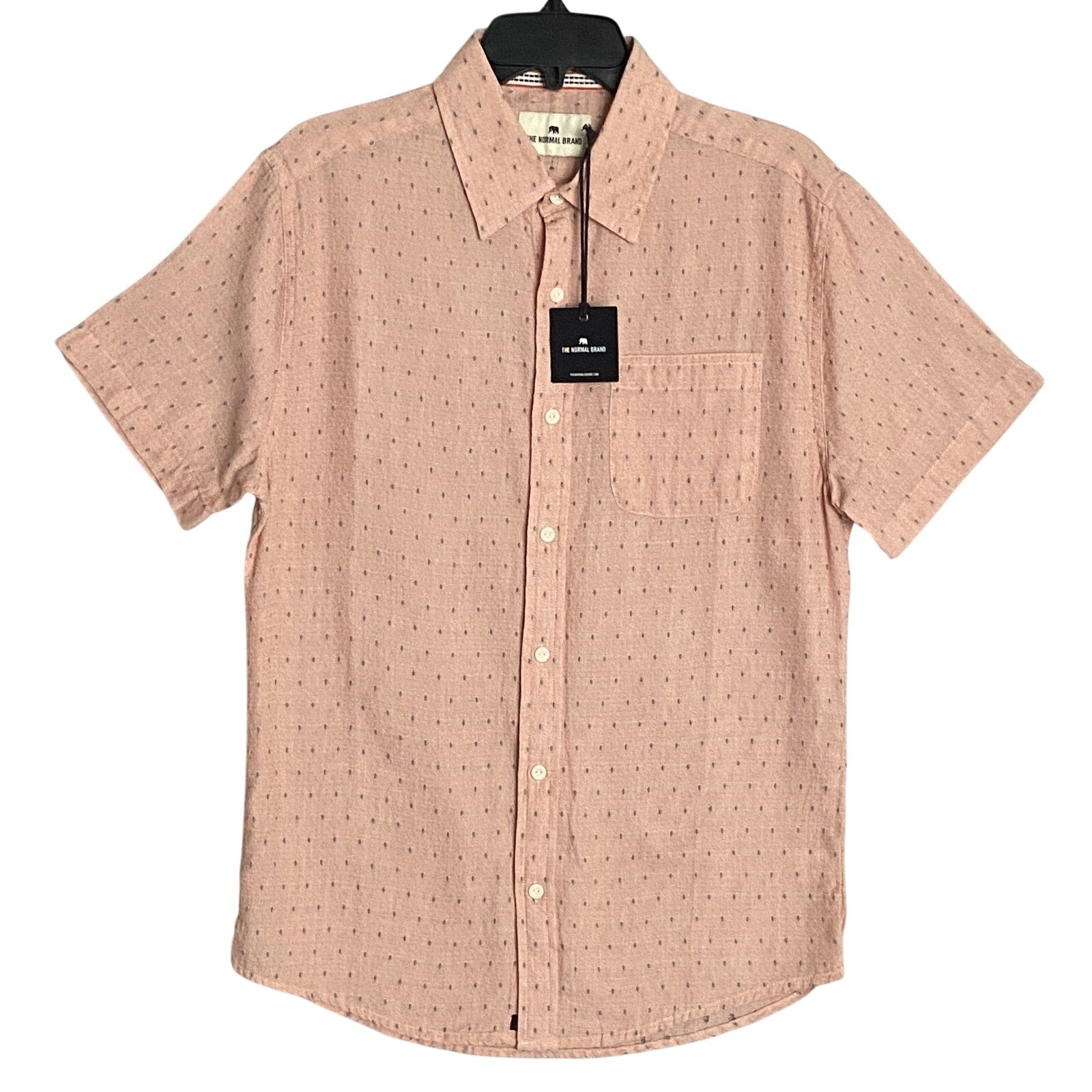 The Normal Brand Shirt Men's Small Short Sleeve Button-Up Copper Dobby