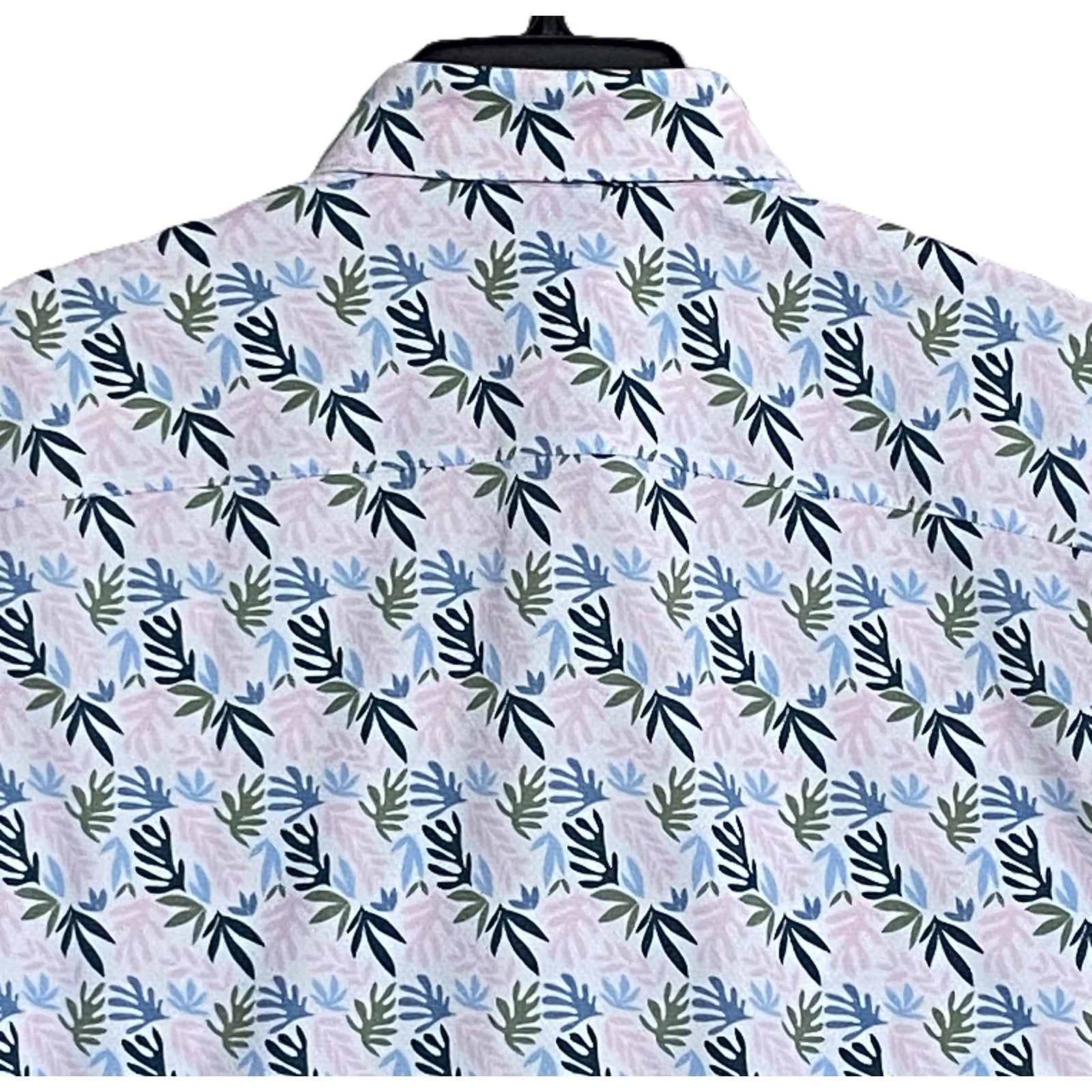 Mizzen+Main Shirt Men's Small Trim Fit No Tuck Short Sleeve White Floral