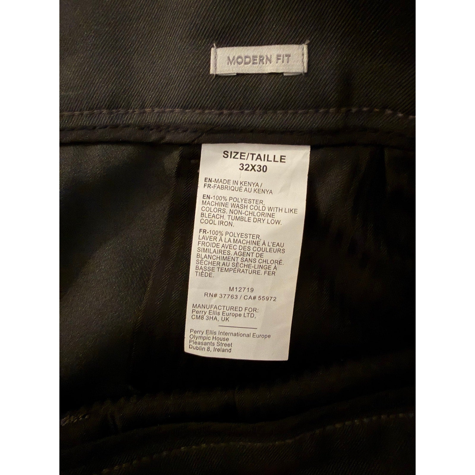 Perry Ellis Portfolio Pants Men's 32"x30" Dress Pants Modern Fit Charcoal