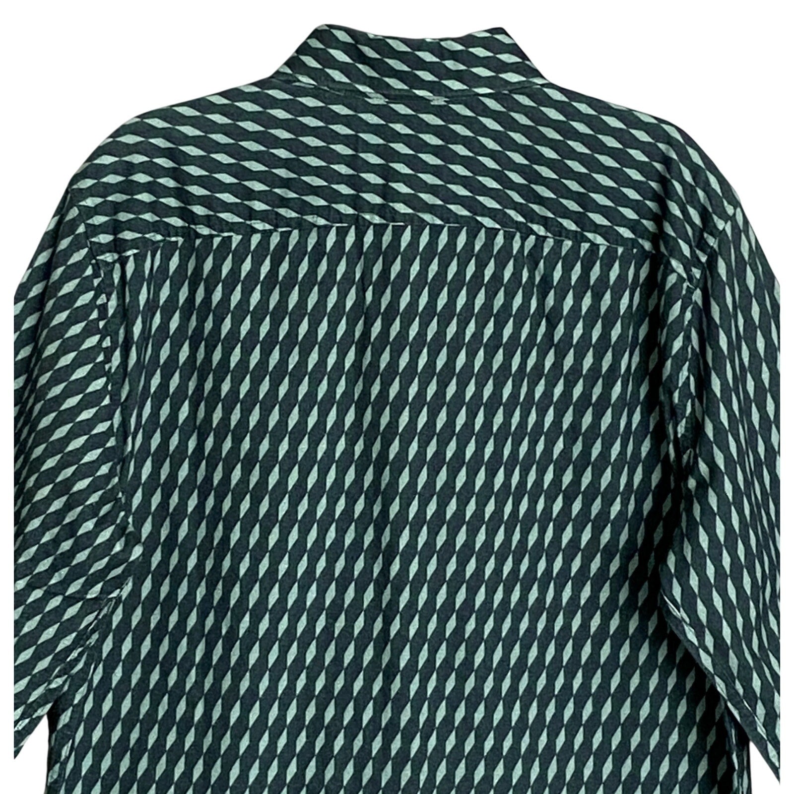 Penguin Shirt Men's Small Long Sleeve Button-Down Shirt Green Geo Print