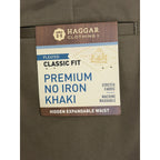 Haggar Men's 36x30 Premium No Iron Khaki Pleated Front Stretch Toast (Brown)