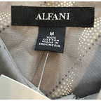 Alfani Dress Shirt Men's Medium Button-Up Long Sleeve Cotton Taupe Geo Print