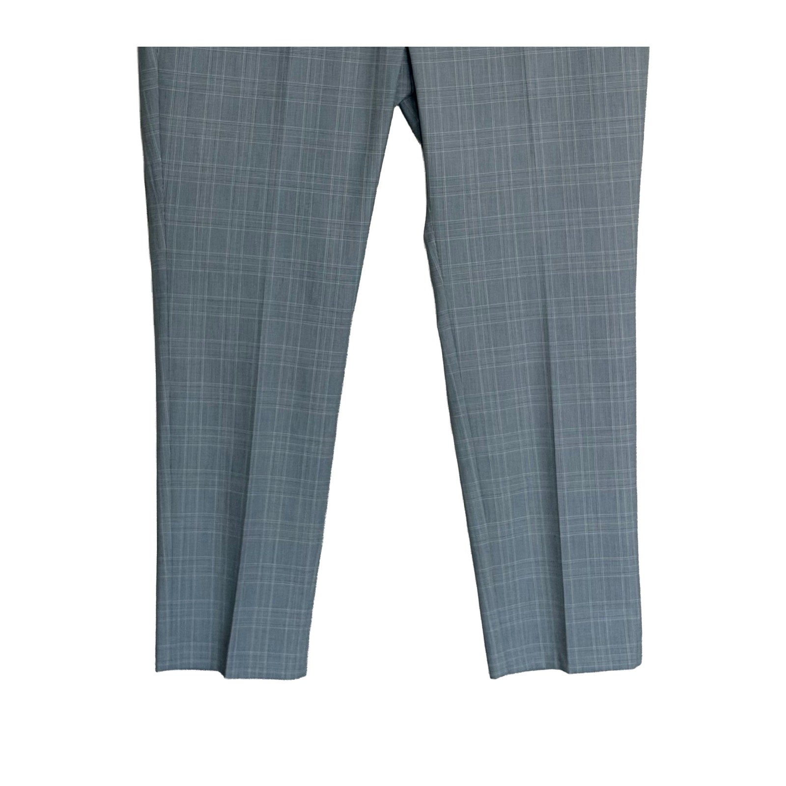 Calvin Klein Dress Pant Men's 40"x30" Slim Fit Flat Front Stretch Blue Plaid